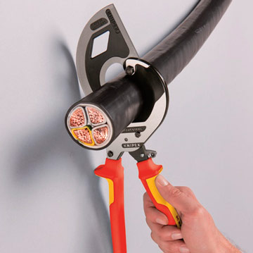 KNIPEX, KN-9536320, Ножницы для резки кабелей (по принципу трещоточного ключа, 3 «передачи») 95 36 320
